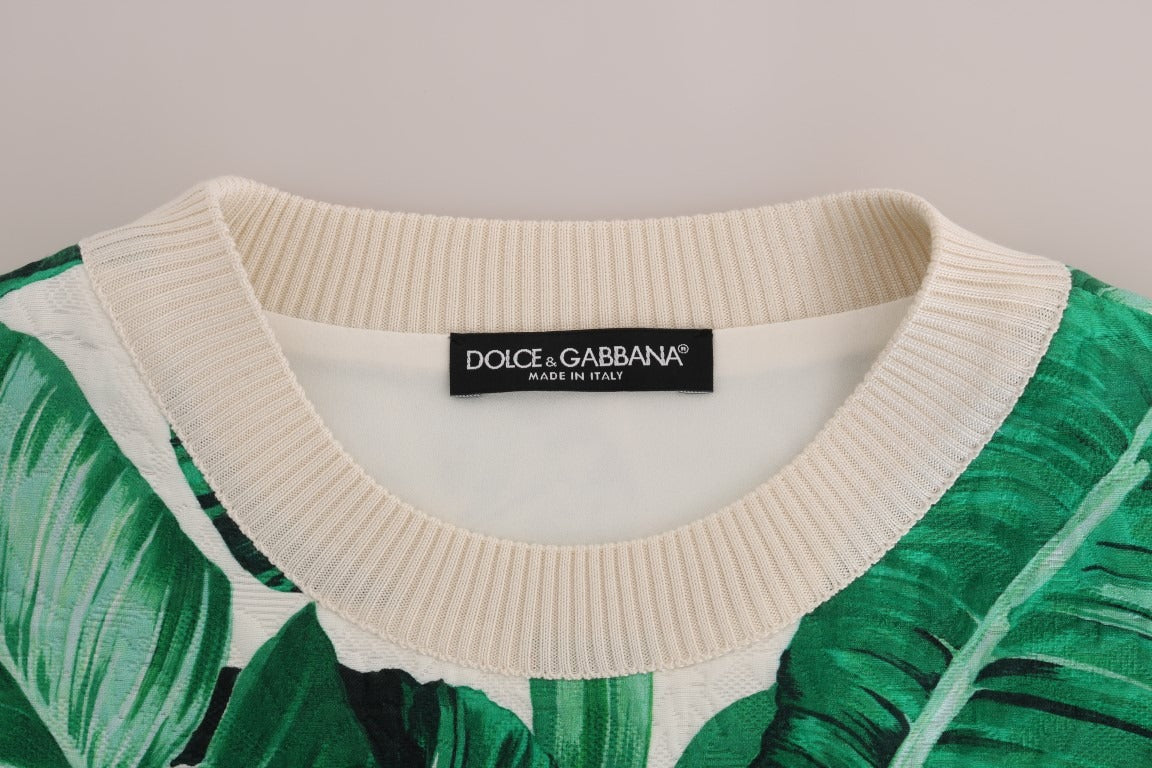 Dolce & Gabbana pineapple and banana sequins crewneck sweater, vibrant knit with fruit-themed design, front view.