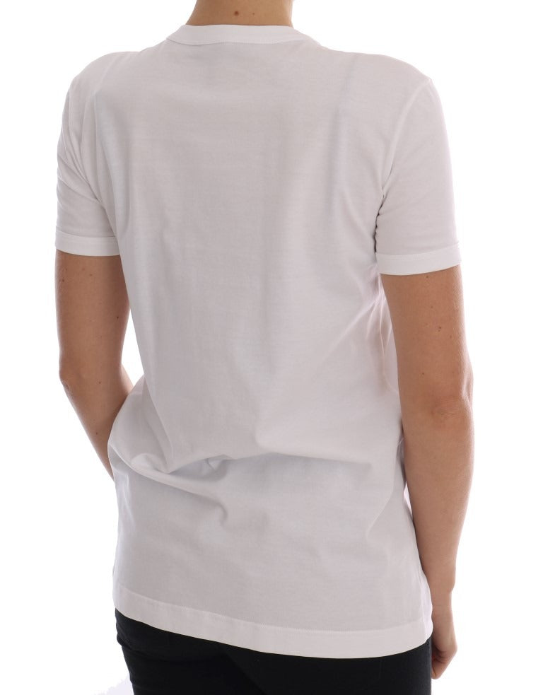 White cotton fairy tale T-shirt by Dolce & Gabbana featuring a whimsical print and comfortable fit.