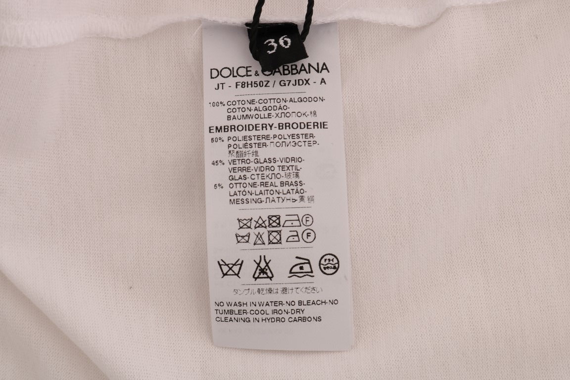 White cotton Fairy Tale T-Shirt by Dolce & Gabbana featuring whimsical print and classic crew neck design.