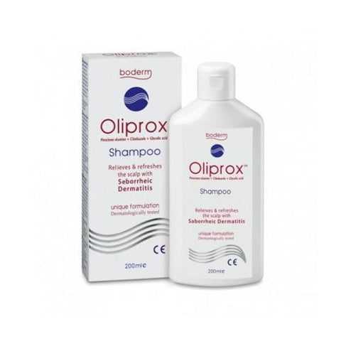 Jag Couture London Oliprox shampoo bottle, 200ml, with a sleek design and label featuring blue and white colors.
