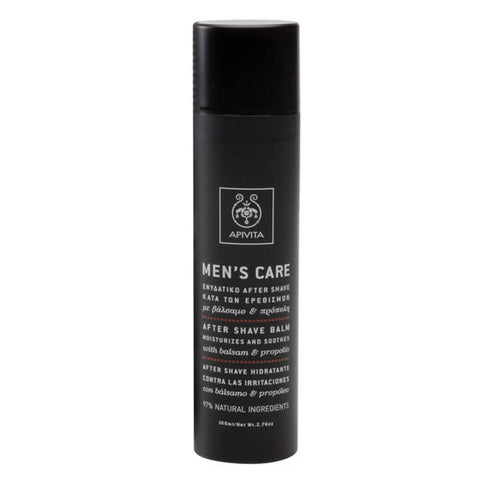 Apivita Men's Care After Shave Balm in 100ml bottle, soothing skincare product for men, with natural ingredients.