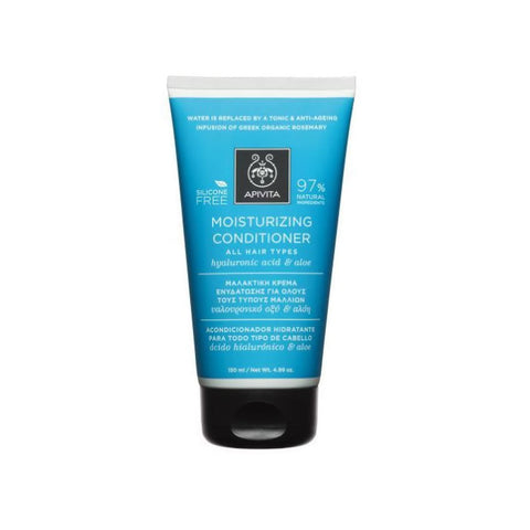 Apivita moisturizing conditioner with hyaluronic acid and aloe, 150ml, for nourishing and hydrating hair.