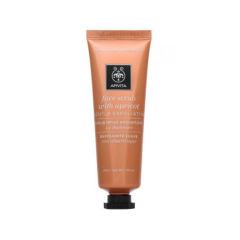 Jag Couture London - New York Apivita gentle facial exfoliating mask with peach, 50ml, showing the mask's jar and peach ingredients.