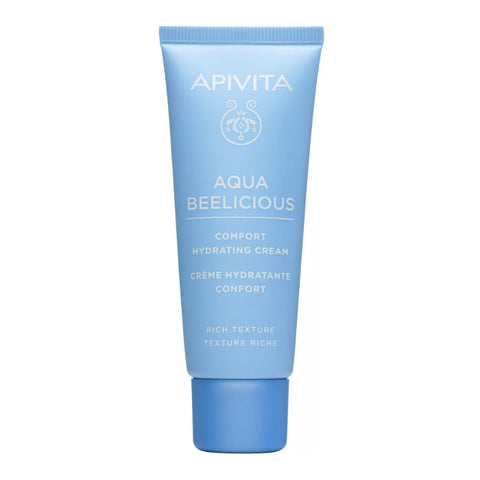 Apivita Aqua Beelicious Comfort Hydrating Cream with rich texture in 40ml jar, ideal for deep moisturizing and skin nourishment.