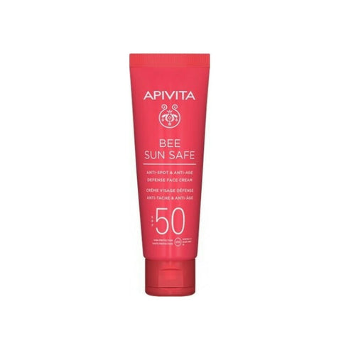 Jag Couture London New York Apivita Bee Sun Safe Anti-Spot & Anti-Age Face Cream SPF50, 50ml, with sun protection and skincare benefits.