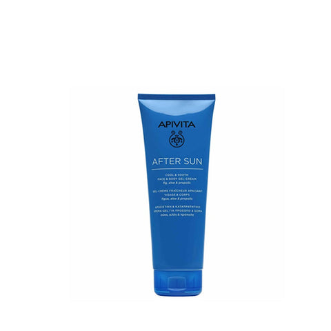 Apivita Bee Sun After Sun Cream-Gel for face and body, soothing and refreshing skincare in a 200ml jar.