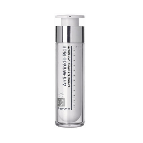 Rich lifting and firming day cream by Frezyderm, designed to reduce wrinkles and improve skin elasticity, 50ml jar.