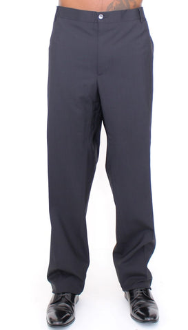 Black wool stretch pleated pants by Dolce & Gabbana, featuring tailored fit and elegant pleats, displayed on a neutral background.