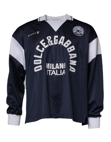 Blue Logo Jersey Collared Pullover Sweater