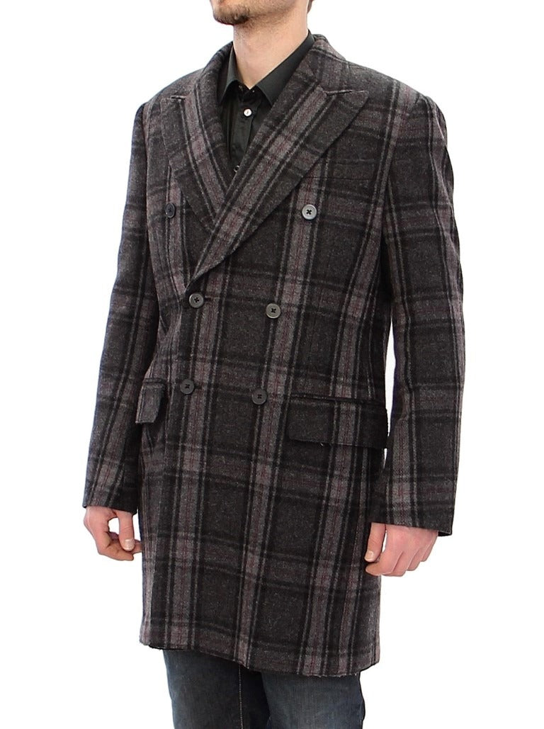 Gray double-breasted coat jacket by Dolce & Gabbana, showcasing tailored design with classic lapels and stylish button details.