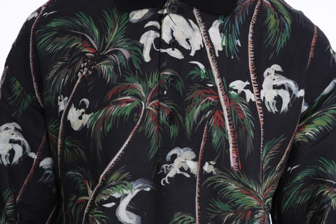 Black Volcano Sicily short sleeve T-shirt by Dolce & Gabbana featuring a graphic volcano design on soft cotton fabric.