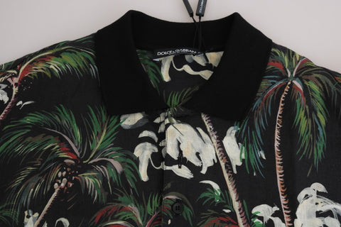 Black Volcano Sicily short sleeve T-shirt by Dolce & Gabbana with a graphic volcano design on the front.