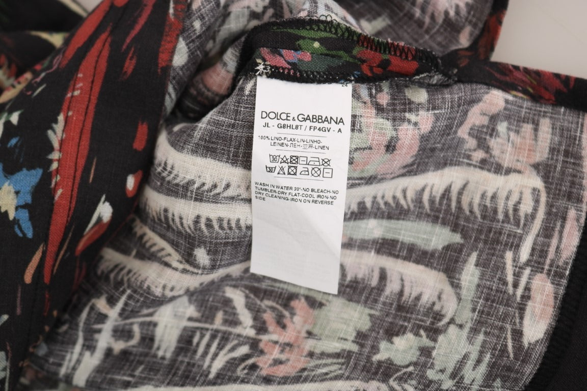 Black Volcano Sicily short sleeve T-shirt by Dolce & Gabbana featuring a bold volcanic graphic on the front.