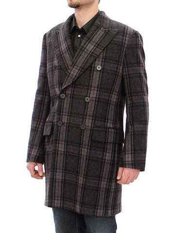 Gray double-breasted coat jacket by Dolce & Gabbana, showcasing tailored design with classic lapels and stylish button details.