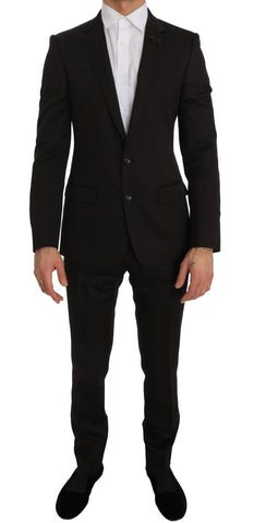 Brown wool crystal bee slim fit Martini blazer by Dolce & Gabbana, featuring a tailored fit with crystal bee embroidery detail.