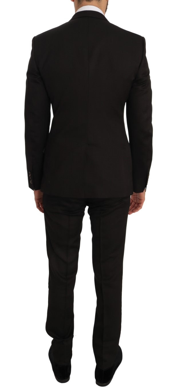Brown wool crystal bee slim fit blazer by Dolce & Gabbana, featuring detailed bee embroidery and tailored fit.