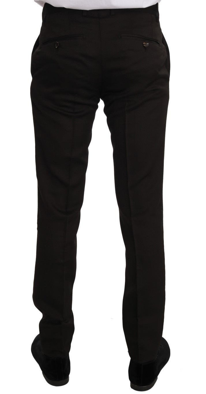 Brown wool crystal bee slim fit suit jacket by Dolce & Gabbana, featuring detailed bee embroidery and tailored fit.