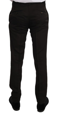 Brown wool crystal bee slim fit suit jacket by Dolce & Gabbana, featuring detailed bee embroidery and tailored fit.