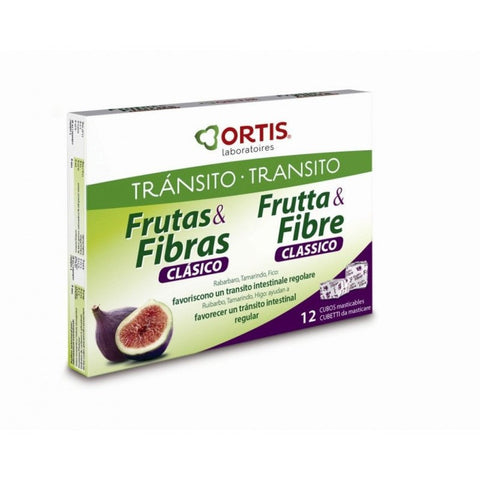 Ortis Fruit & Fibre Classic 12 cubes by Jag Couture London - New York, showing a close-up of the fruit and fibre snack bars.