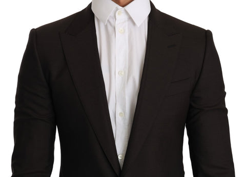 Brown wool Sicilia jacket coat blazer by Dolce & Gabbana, featuring tailored fit and classic lapel details.