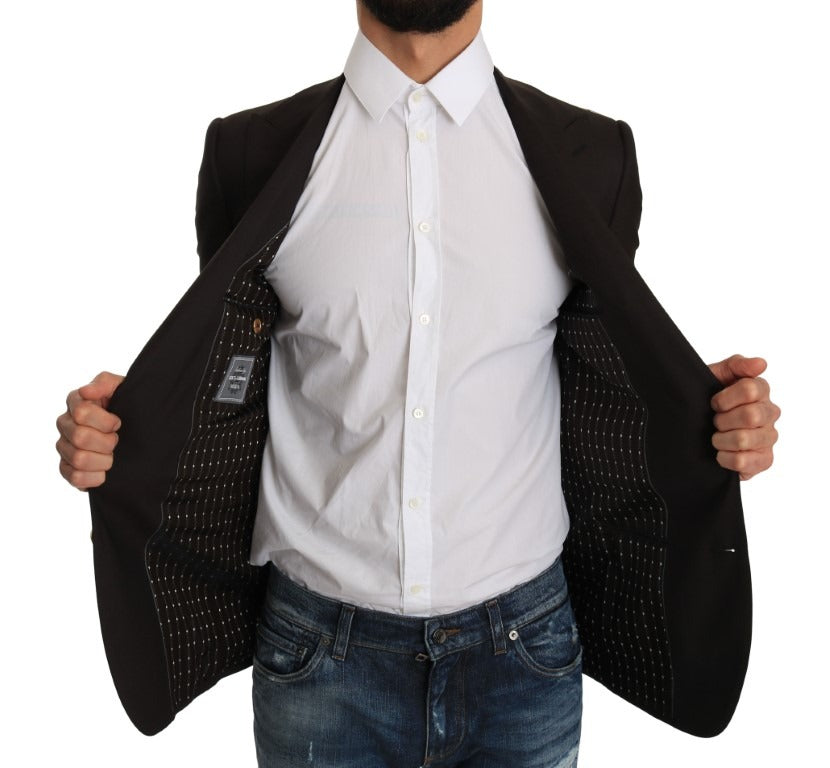 Brown wool Sicilia jacket by Dolce & Gabbana, tailored blazer with classic collar and structured fit, displayed on a hanger.