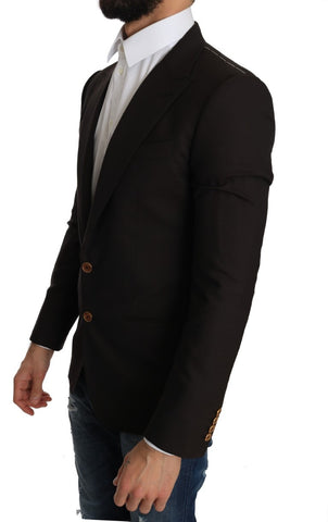 Brown wool Sicilia jacket coat blazer by Dolce & Gabbana, featuring a tailored fit and classic design.