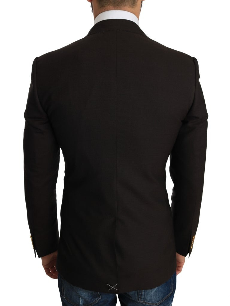 Brown wool Sicilia jacket coat blazer by Dolce & Gabbana, featuring tailored fit and classic design on a neutral background.
