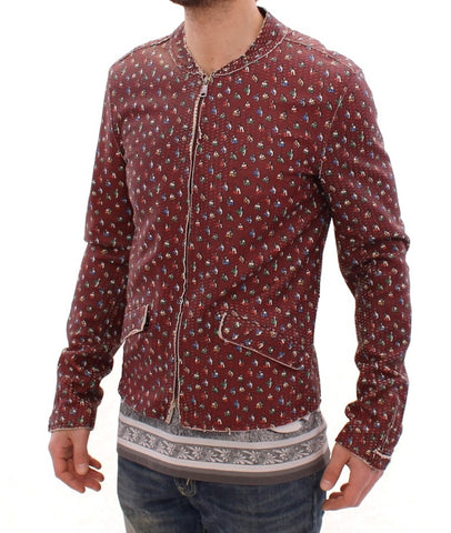 Dolce & Gabbana Bordeaux leather boxer print jacket showing detailed design, front view with collar and button closure.