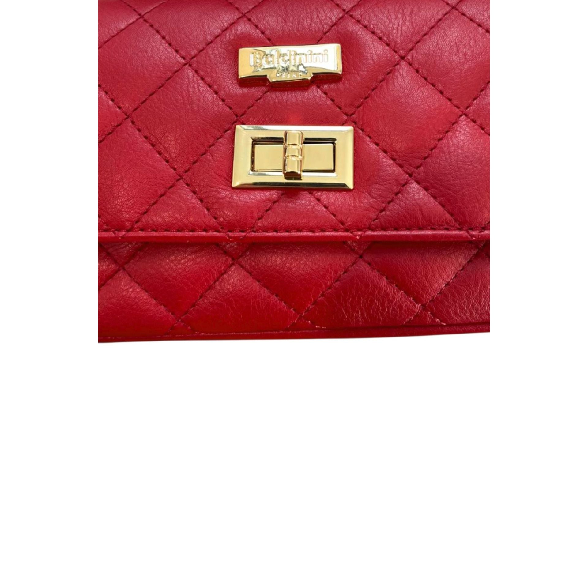 Red Baldinini Trend SC1418 Lucca leather handbag by Jag Couture London - New York, with silver hardware and adjustable strap.