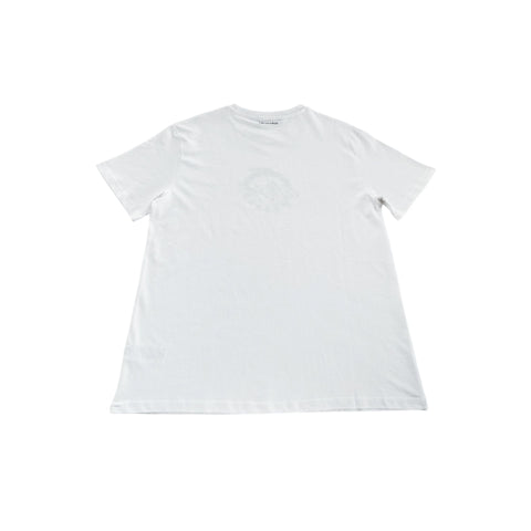 White Trussardi Beachwear TRU25MTS01 on a model, showcasing stylish summer swimwear from Jag Couture London - New York.
