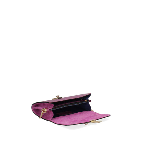 Jag Couture London New York Viola Castellani VC220073423FBG-217 petunia handbag with floral design and gold-tone hardware.