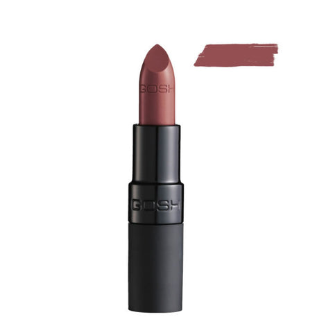 Jag Couture London Velvet Touch Lipstick in shade 012 Matt Raisin, showing a close-up of the deep purple lipstick bullet.