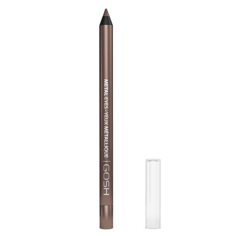 Jag Couture London Gosh Metal Eyes Waterproof Eyeliner in shade Moonstone, shown in sleek black packaging with the eyeliner pencil.
