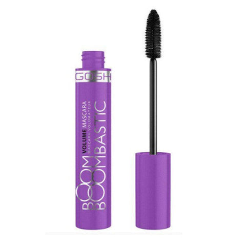 Gosh Boombastic Volume Mascara in Extreme Black, 13ml, showcasing the mascara wand and brush with volumized lashes.