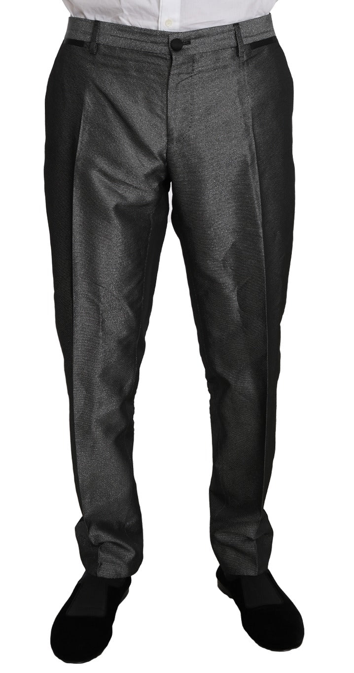 Gray patterned Dolce & Gabbana Martini 2-piece suit, featuring tailored jacket and matching trousers, displayed on a mannequin.