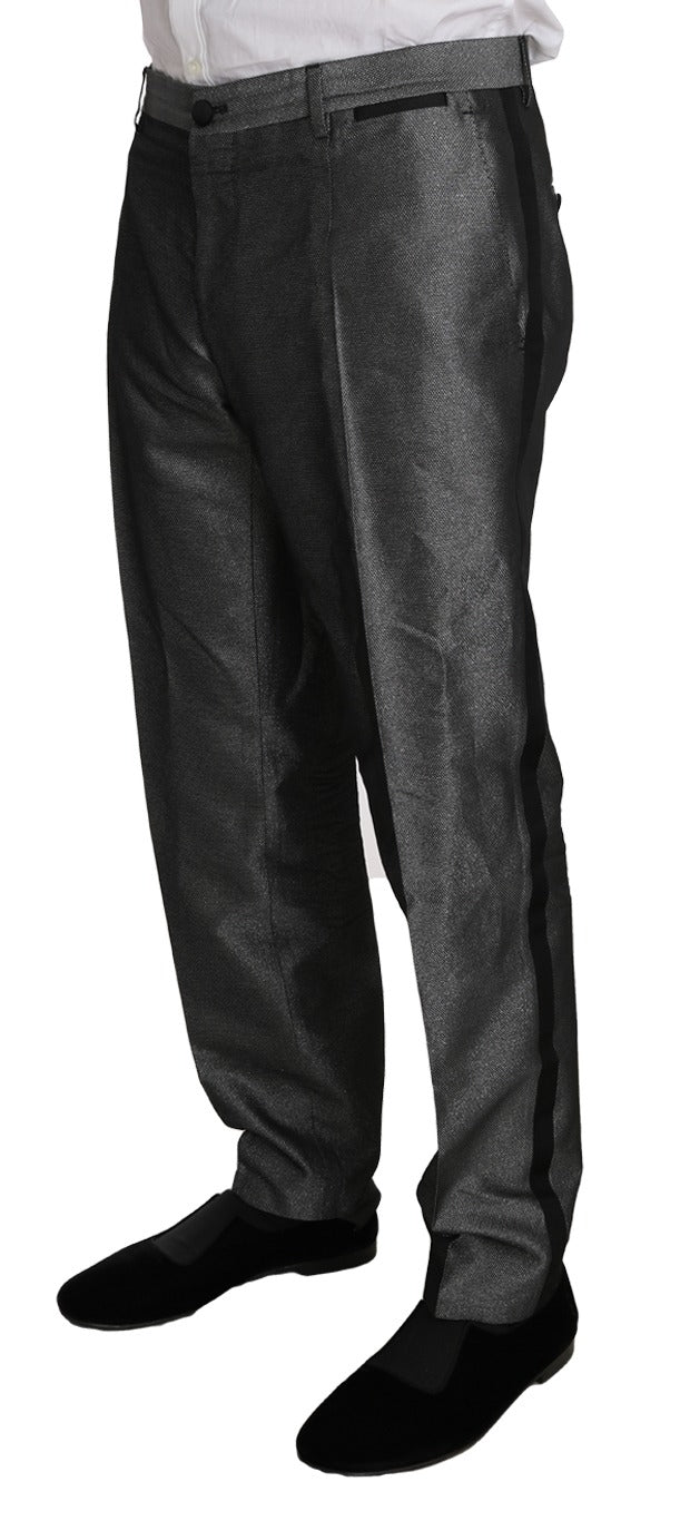 Gray patterned Martini 2-piece suit by Dolce & Gabbana, featuring tailored blazer and matching trousers.