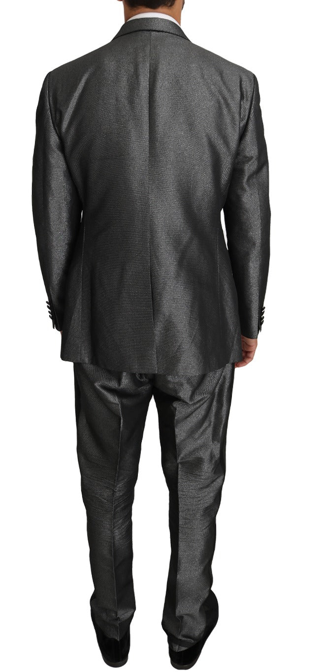 Gray patterned Martini 2-piece suit by Dolce & Gabbana, featuring tailored blazer and matching trousers.