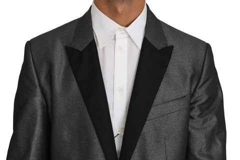 Gray patterned Martini 2-piece suit by Dolce & Gabbana, featuring tailored blazer and matching trousers.
