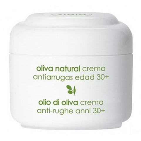Jar of Ziaja Oliva anti-wrinkle cream, 50ml, with natural olive extract for mature skin hydration and anti-aging benefits.