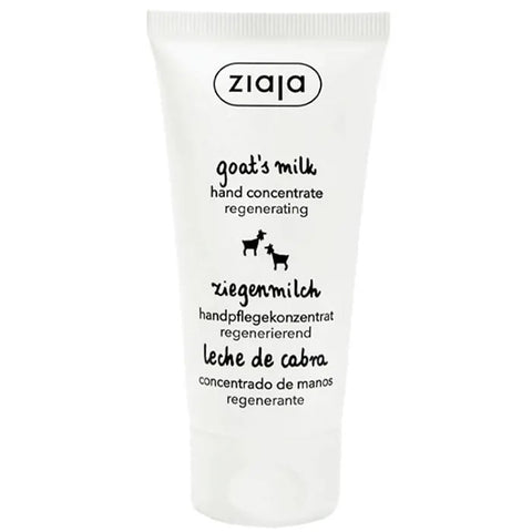 Ziaja Leche De Cabra Hand Cream in 50ml tube, regenerating and nourishing hand moisturizer with goat milk extract.