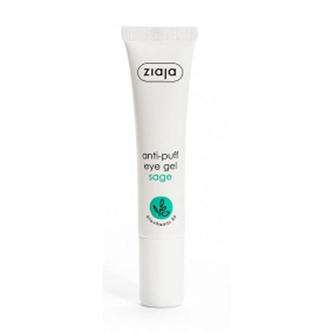 Ziaja Anti-Bolsas Contorno de Ojos en Gel con Salvia, 15ml, showing the eye contour gel tube with Salvia extract.