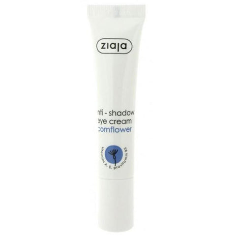 Ziaja Anti-Ojeras eye contour cream with cornflower extract in 15ml jar, designed to reduce dark circles and puffiness.