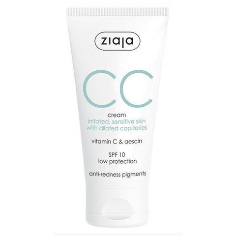 Ziaja CC Cream for irritated and sensitive skin in 50ml tube, designed for skin correction and soothing.