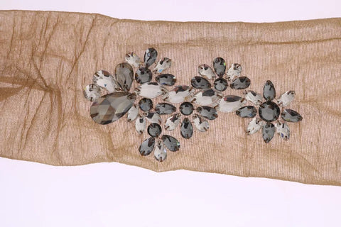 Gold Stretch Floral Clear Crystal Stocking Socks