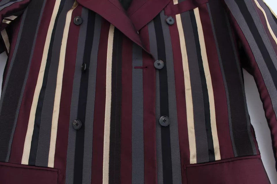 Multicolor Striped Runway 3 Piece Slim Fit Vest Suit