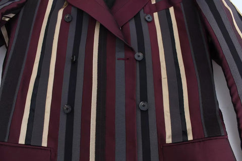 Multicolor Striped Runway 3 Piece Slim Fit Vest Suit