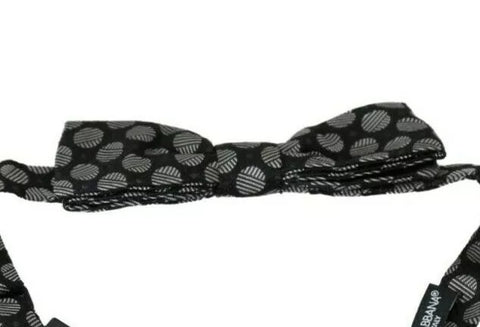 Dark Gray Silk Circles Men Necktie Bow Tie