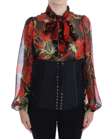 Black stretch corset waist strap belt by Dolce & Gabbana, featuring a form-fitting design and adjustable buckle detail.