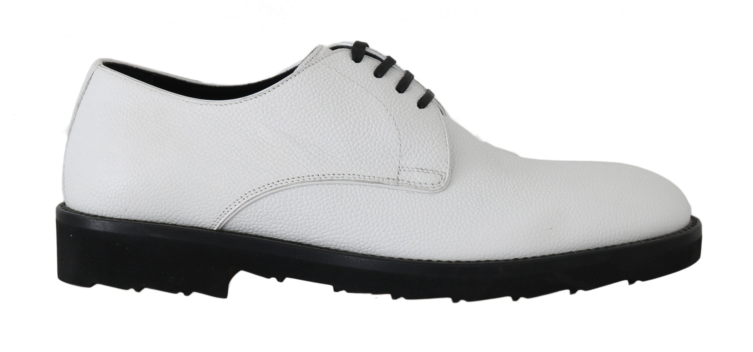 White leather Derby dress shoes by Dolce & Gabbana with sleek design and polished finish.