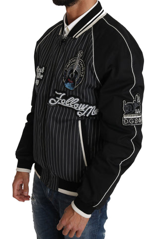 Black Dolce & Gabbana DD58 SG62 sequined beaded jacket with intricate embroidery and shimmering embellishments.